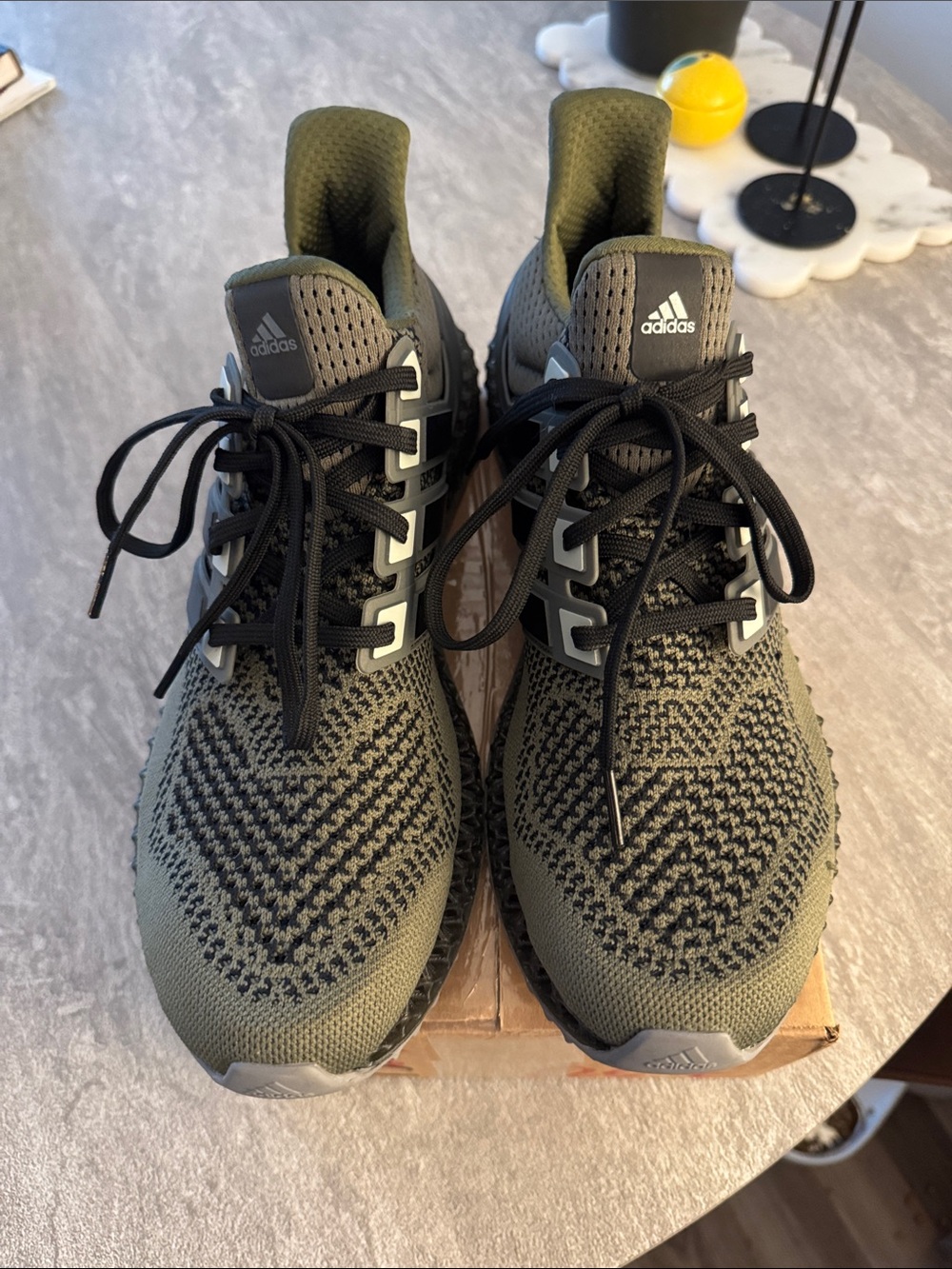 Adidas Ultra 4D Running Shoes Men’s Size 11 in an Olive Green / Black Knit